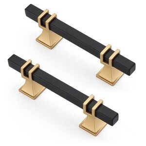 Lepatape 10 Pack 3” Black & Gold Cabinet Pulls - Modern Kitchen Cabinet Hardware